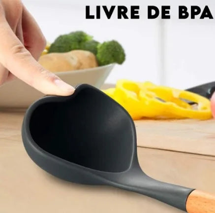 Kit de Utensílios de Cozinha em Silicone: Cozinhe com segurança e estilo!