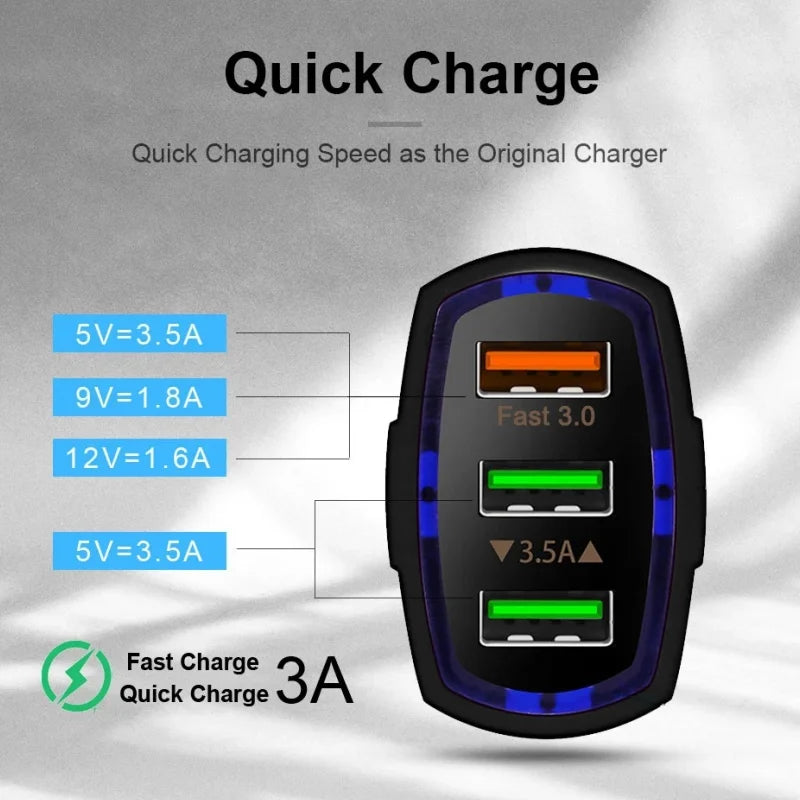 Carregador de carro USB 3  rápido 3.0 3